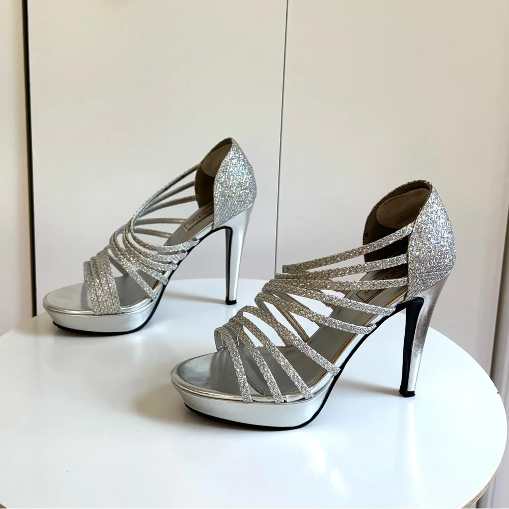 Touch Ups Carey Silver Sparkle Heels Size 8